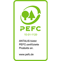 PEFC-Logo (Programme for the Endorsement of Forest Certification), Kennzeichnung für nachhaltige Forstwirtschaft.