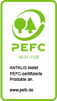 PEFC-Logo (Programme for the Endorsement of Forest Certification), Kennzeichnung für nachhaltige Forstwirtschaft.
