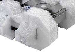 Flexibel anpassbare Schaumstoff-Verpackungen aus dem Sortiment von Antalis Verpackungen.